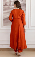 Beautiful Orange Color Vichitra Fabric Designer Suit