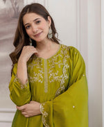 Beautiful Green Color Vichitra Fabric Designer Suit