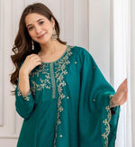 Beautiful Teal Color Vichitra Fabric Designer Suit