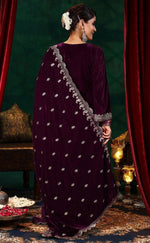 Beautiful Voilet Color Velvet Fabric Designer Suit