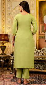 Beautiful Green Color Viscose  Fabric Designer Suit