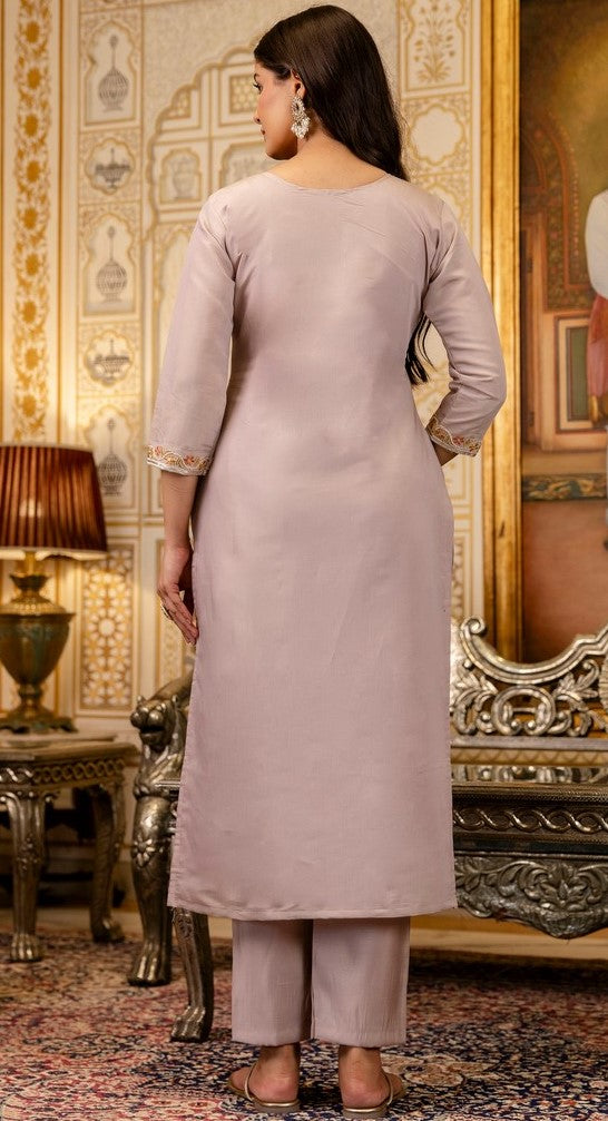 Beautiful Purple Color Viscose  Fabric Designer Suit