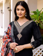 Beautiful Black Color Viscose  Fabric Designer Suit