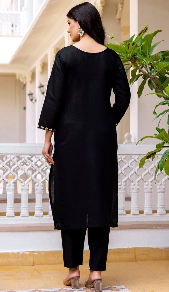 Beautiful Black Color Viscose  Fabric Designer Suit