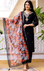 Beautiful Black Color Viscose  Fabric Designer Suit