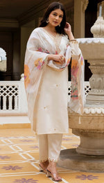 Beautiful Cream Color Viscose  Fabric Designer Suit