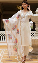 Beautiful Cream Color Viscose  Fabric Designer Suit
