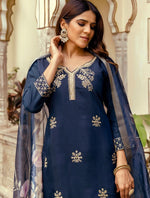 Beautiful Navy Blue Color Viscose  Fabric Designer Suit