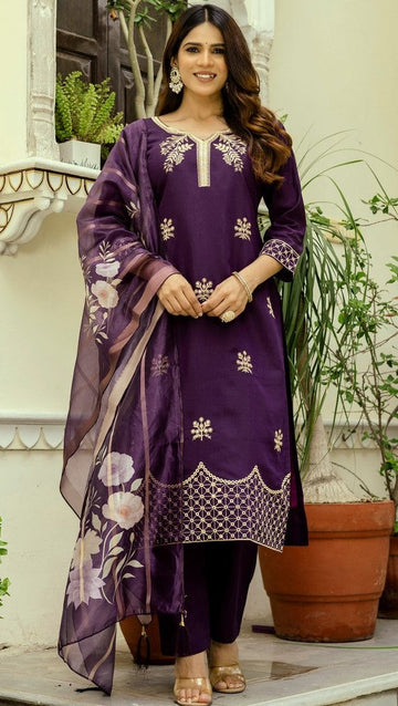 Beautiful Wine Color Viscose  Fabric Designer Suit