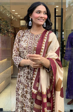 Beautiful Cream Color Cotton Fabric Designer Suit