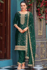 Beautiful Green Color Viscose Fabric Designer Suit