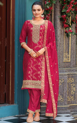 Beautiful Pink Color Viscose Fabric Designer Suit