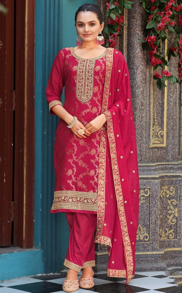 Beautiful Pink Color Viscose Fabric Designer Suit