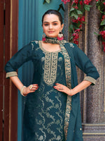 Beautiful Teal Color Viscose Fabric Designer Suit
