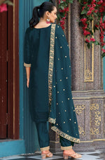 Beautiful Teal Color Viscose Fabric Designer Suit