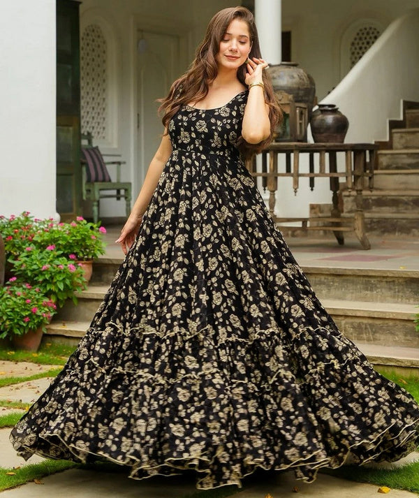 Amazing Black Color Georgette Fabric Gown