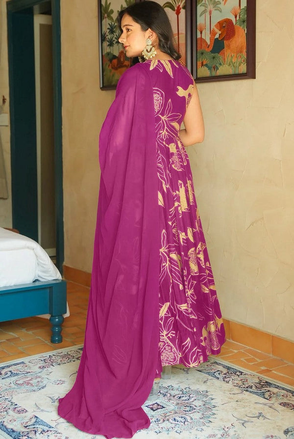 Amazing Purple Color Rayon Fabric Gown