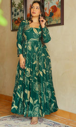 Amazing Green Color Rayon Fabric Gown