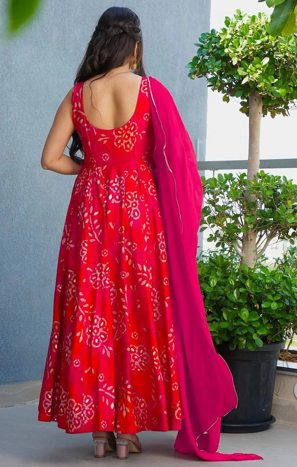 Amazing Red Color Rayon Fabric Gown
