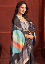 Pleasing Black Color Crepe Fabric Casual Saree