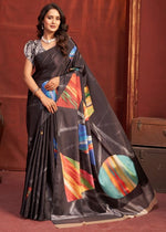 Pleasing Black Color Crepe Fabric Casual Saree