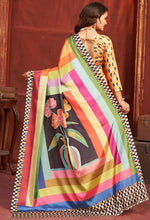 Pleasing Orange Color Crepe Fabric Casual Saree