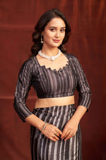 Pleasing Black Color Crepe Fabric Casual Saree