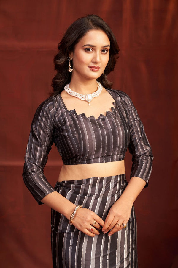 Pleasing Black Color Crepe Fabric Casual Saree