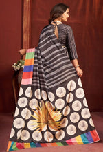 Pleasing Black Color Crepe Fabric Casual Saree