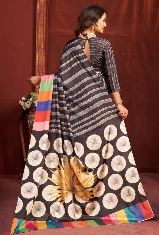 Pleasing Black Color Crepe Fabric Casual Saree