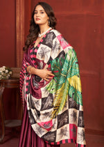 Pleasing Wine Color Crepe Fabric Casual Saree