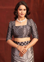 Pleasing Grey Color Crepe Fabric Casual Saree