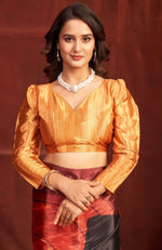 Pleasing Orange Color Crepe Fabric Casual Saree