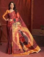 Pleasing Orange Color Crepe Fabric Casual Saree