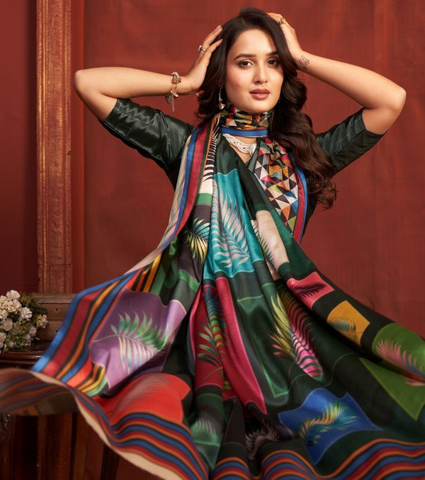 Pleasing Black Color Crepe Fabric Casual Saree