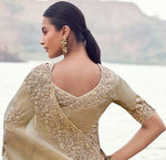 Amazing Beige Color   Silk Fabric Partywear Sarees