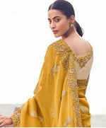 Amazing Yellow Color   Silk Fabric Partywear Sarees