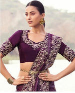 Amazing Wine Color   Silk Fabric Partywear Sarees