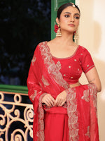 Lovely Red Color Tissue Fabric Casual Saree