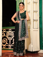 Lovely Green Color Organza Fabric Casual Saree