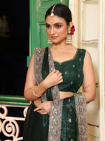 Lovely Green Color Organza Fabric Casual Saree