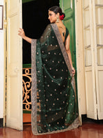 Lovely Green Color Organza Fabric Casual Saree