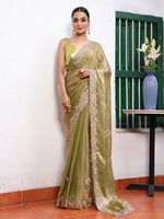 Lovely Green Color Tissue Fabric Casual Saree