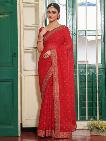 Lovely Maroon Color Chiffon Fabric Casual Saree