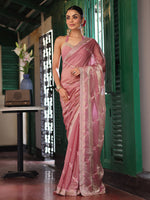 Lovely Pink Color Tissue Fabric Casual Saree