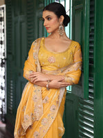 Lovely Yellow Color Tissue Fabric Casual Saree