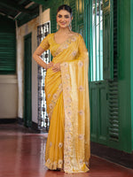 Lovely Yellow Color Tissue Fabric Casual Saree