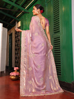 Lovely Purple Color Tissue Fabric Casual Saree