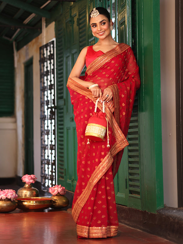 Lovely Maroon Color Chiffon Fabric Casual Saree