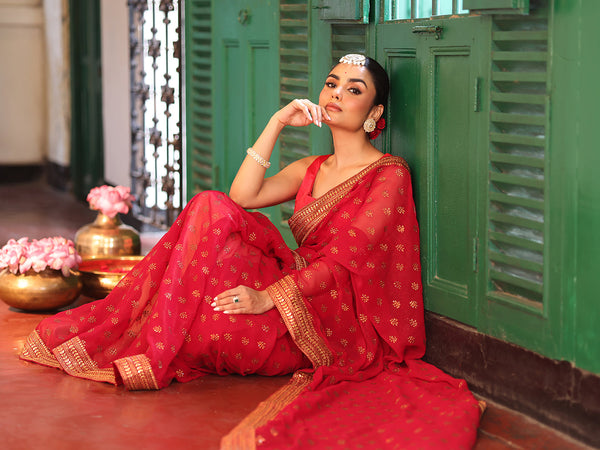 Lovely Maroon Color Chiffon Fabric Casual Saree